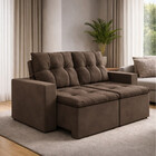 Sofá 3 Lugares Retrátil Reclinável 200cm Veludo Damasco Bexs