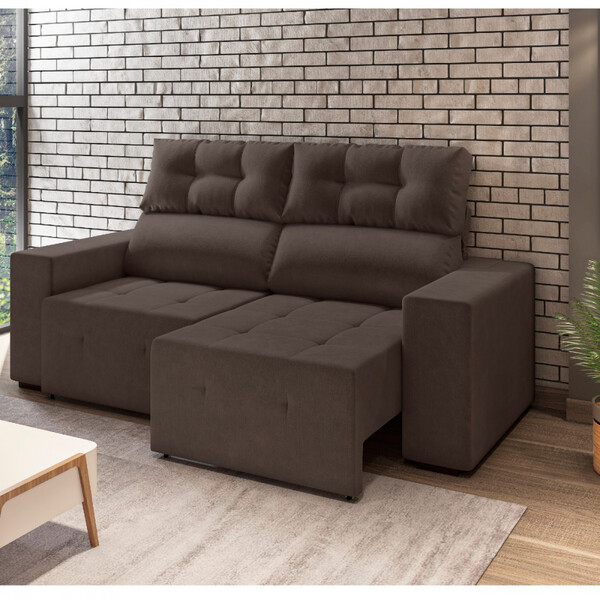 Sofá 3 Lugares Retrátil Reclinável 200cm Veludo Kanis Estofad