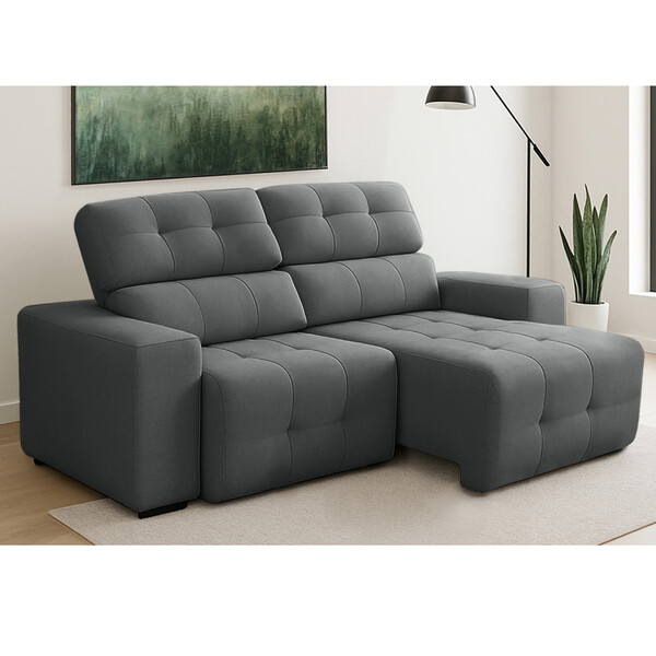 Sofá 3 Lugares Retrátil Reclinável 210cm Veludo Atualle Fergu