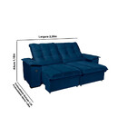 Sofá 3 Lugares Retrátil Reclinável 230cm Com Usb Veludo Canad