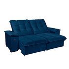 Sofá 3 Lugares Retrátil Reclinável 230cm Com Usb Veludo Canad