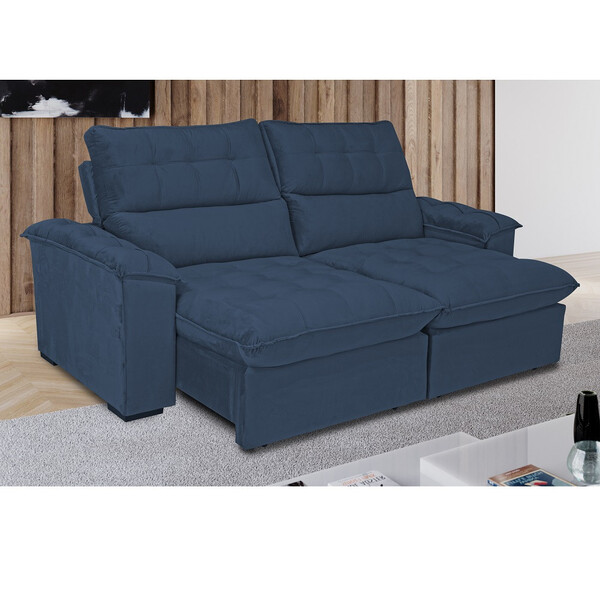 Sofá 3 Lugares Retrátil Reclinável 230cm Veludo Primavera Woo