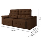 Sofá 3 Lugares Retrátil Reclinável Barcelona Suede Marrom