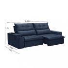 Sofá 3 Lugares Retrátil Reclinável Com Usb Veludo 210cm Muniq