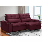 Sofá 3 Lugares Retrátil Reclinável Com Usb Veludo 210cm Muniq