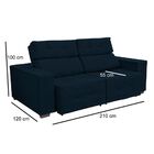 Sofá 3 Lugares Retrátil Reclinável Suede Azul Marinho Antonel