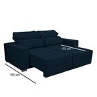 Sofá 3 Lugares Retrátil Reclinável Suede Azul Marinho Antonel