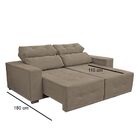 Sofá 3 Lugares Retrátil Reclinável Suede Bege Escuro Antonela
