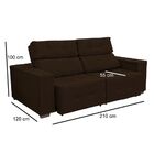Sofá 3 Lugares Retrátil Reclinável Suede Marrom Antonela 210