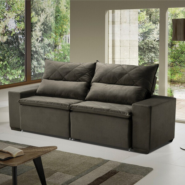 Sofá 3 Lugares Retrátil Reclinável Veludo 200cm Isac Acg