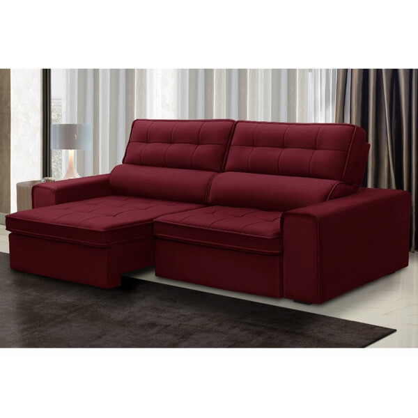 Sofá 3 Lugares Retrátil Reclinável Veludo 210cm Ravena Fergui