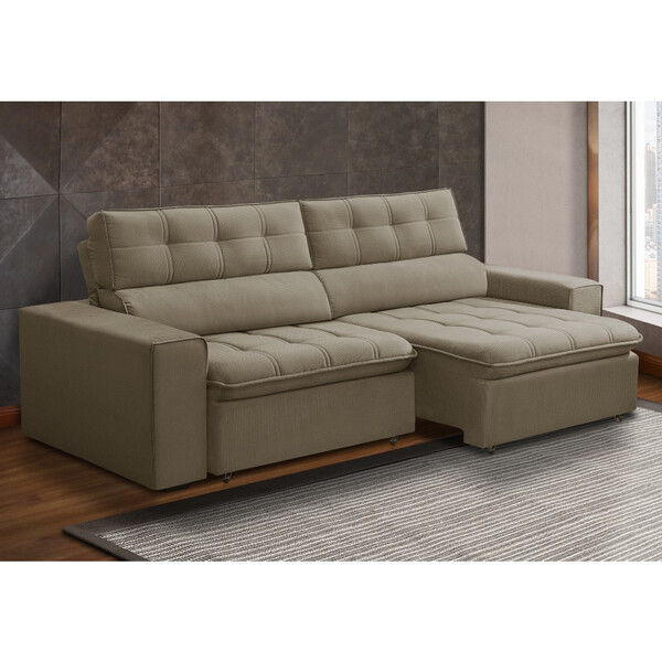 Sofá 3 Lugares Retrátil Reclinável Veludo 230cm Dublin Fergui