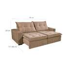 Sofá 3 Lugares Retrátil Sapucaí Veludo Bege 190 Cm