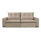 Sofá 3 Lugares Retrátil Sapucaí Veludo Bege 190 Cm