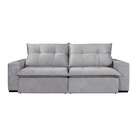 Sofá 3 Lugares Retrátil Sapucaí Veludo Cinza  190 Cm