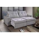 Sofá 3 Lugares Retrátil Sapucaí Veludo Cinza  190 Cm