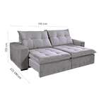 Sofá 3 Lugares Retrátil Sapucaí Veludo Cinza  190 Cm