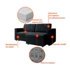 Sofá 3 Lugares Retrátil Zoy Suede Preto