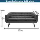 Sofá 3 Lugares Retrô Daf Mobiliário Cinza