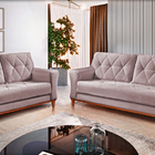 Sofá 3 Lugares Rosé Em Veludo 2,04m Deniot