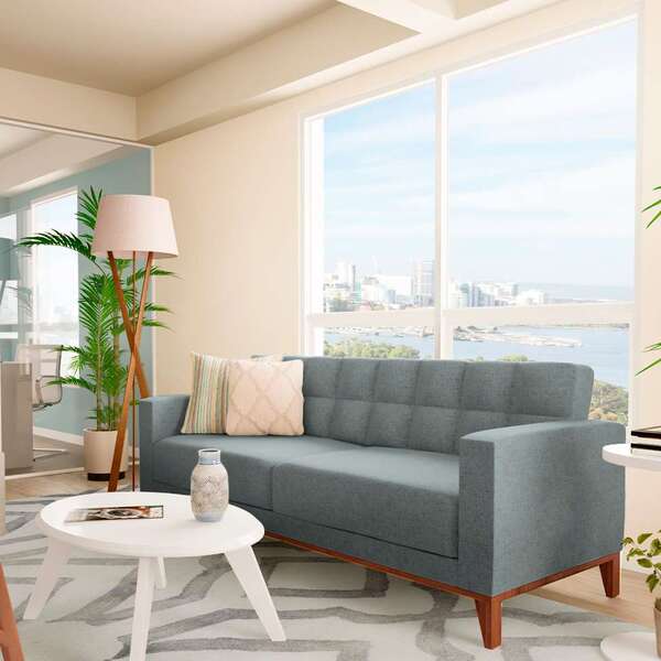 Sofá 3 Lugares Rosendal Capitonê Cinza