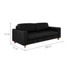 Sofá 3 Lugares Rússia Couro Preto