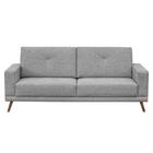 Sofá 3 Lugares Sala De Estar 200cm Capri Pés Retrô Linho Cinz