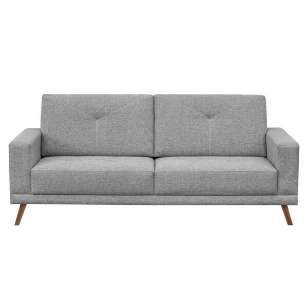 Sofá 3 Lugares Sala De Estar 200cm Capri Pés Retrô Linho Cinz