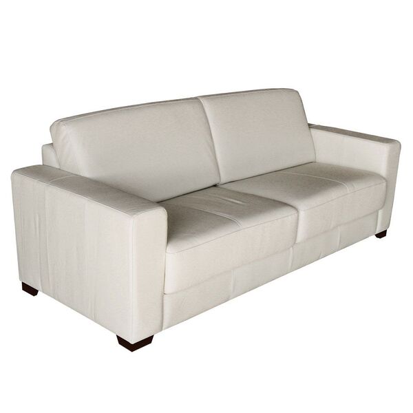 Sofá 3 Lugares Sala De Estar 205cm Estocolmo Couro Off White