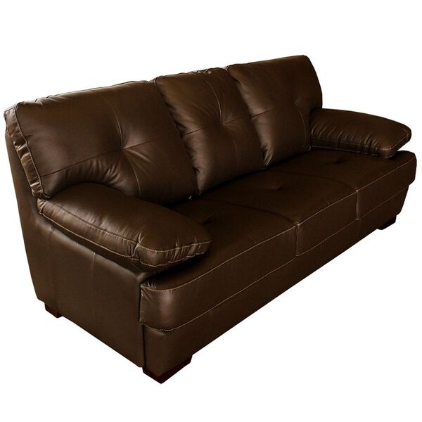 Sofá 3 Lugares Sala De Estar 208cm Isis Pés Madeira Couro Cap