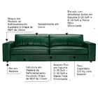 Sofá 3 Lugares Sala De Estar 210 Cm Pés Madeira Oslo Couro/ve