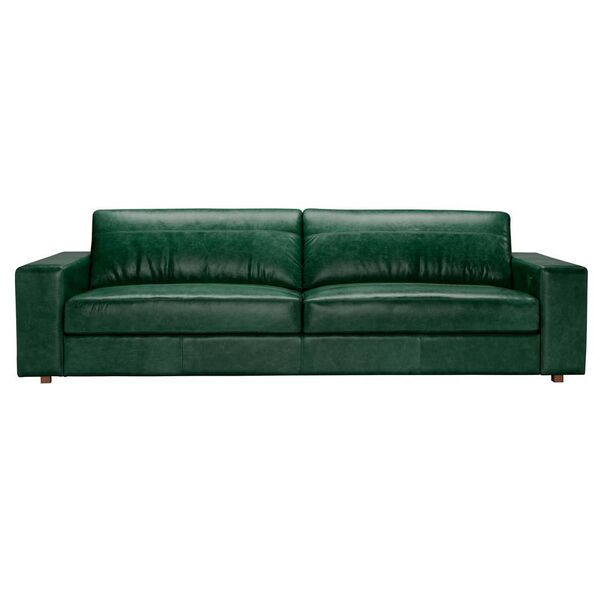 Sofá 3 Lugares Sala De Estar 210 Cm Pés Madeira Oslo Couro/ve