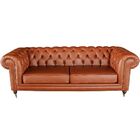Sofá 3 Lugares Sala De Estar 235cm Chesterfield Duo Couro Con