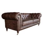 Sofá 3 Lugares Sala De Estar 235cm Chesterfield Duo Couro Tab