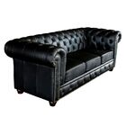 Sofá 3 Lugares Sala De Estar 235cm Chesterfield Pés Madeira C