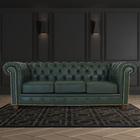 Sofá 3 Lugares Sala De Estar 235cm Chesterfield Pés Madeira C