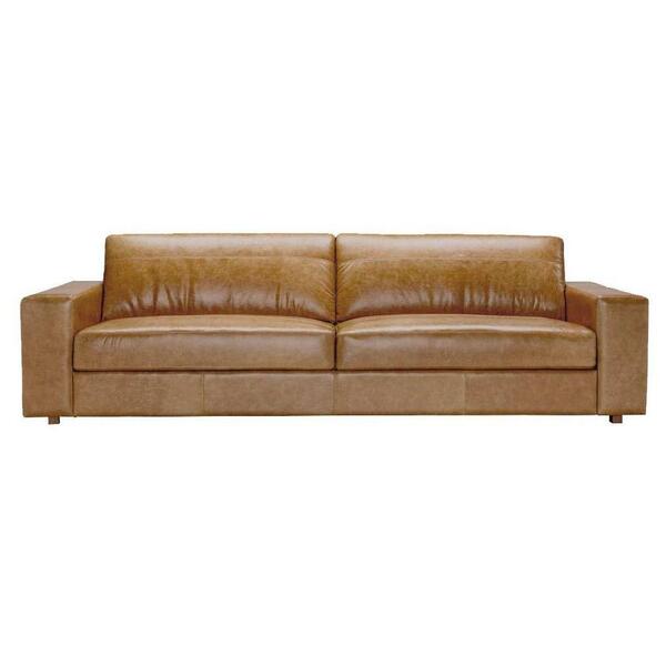 Sofá 3 Lugares Sala De Estar 240 Cm Pés Madeira Oslo Couro Ca