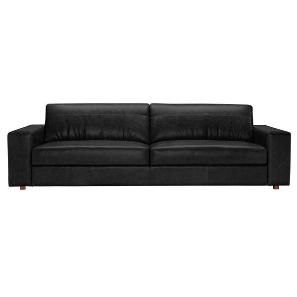 Sofá 3 Lugares Sala De Estar 240 Cm Pés Madeira Oslo Couro Pr