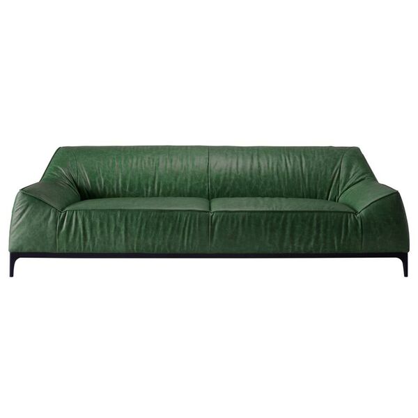 Sofá 3 Lugares Sala De Estar 244 Cm Pés Madeira Bissau Verde