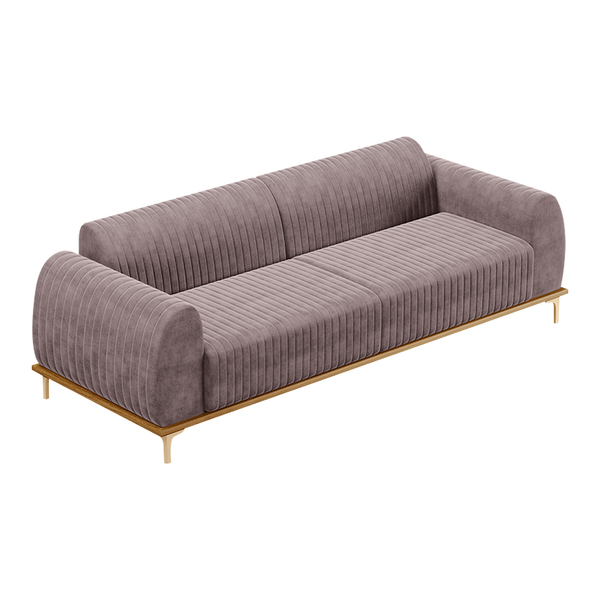 Sofá 3 Lugares Sala De Estar Base De Madeira Euro 210 Cm Velu