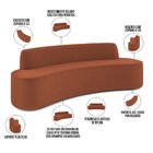 Sofá 3 Lugares Sala De Estar Cancún D02 Veludo Telha 210 Cm D