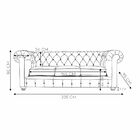 Sofá 3 Lugares Sala De Estar Chesterfield Pés Madeira Couro T