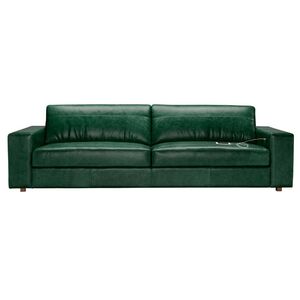 sofa 3 lugares sala de estar com entrada usb oslo 210 cm couro verde gran belo