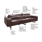 Sofá 3 Lugares Sala De Estar Durban 240cm Couro Tabaco - Gran