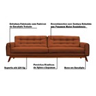 Sofá 3 Lugares Sala De Estar Eros 210 Cm Veludo Telha Base Fi