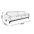 Sofá 3 Lugares Sala De Estar Eros 230 Cm Veludo Azul Bic Base