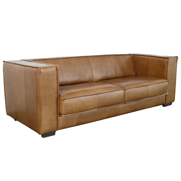 Sofá 3 Lugares Sala De Estar Frances Duo Couro Marrom Claro -