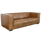 Sofá 3 Lugares Sala De Estar Frances Duo Couro Marrom Claro -