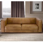 Sofá 3 Lugares Sala De Estar Frances Duo Couro Marrom Claro -