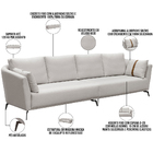 Sofá 3 Lugares Sala De Estar Living 210cm Pés Industrial Evan